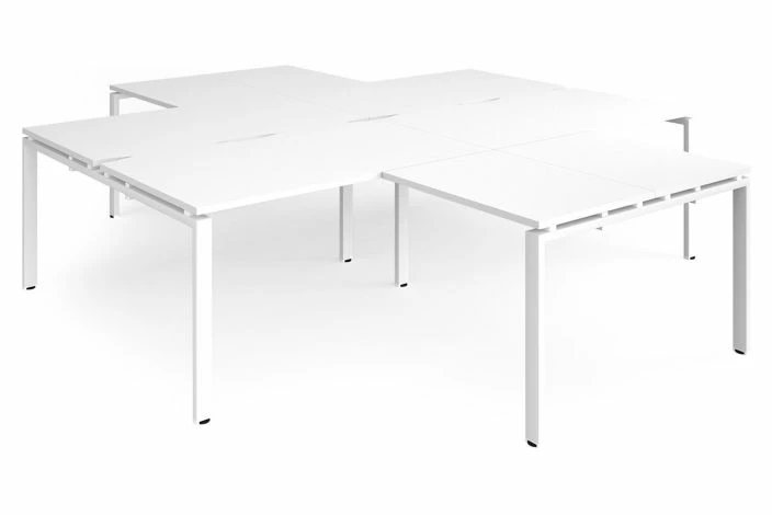 Prime Back To Back 4 Desk Cluster With Return (White Frame) - Image 5