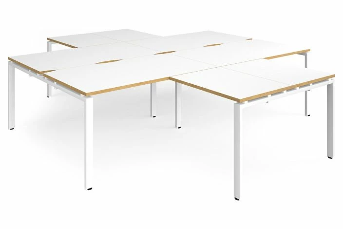 Prime Back To Back 4 Desk Cluster With Return (White Frame) - Image 6