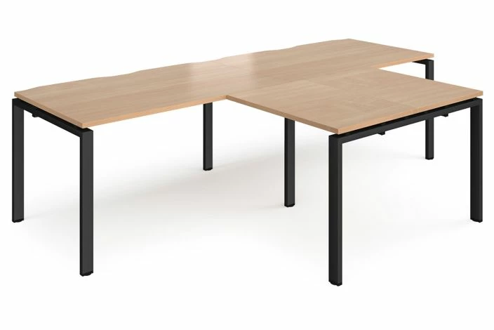 Prime Double Back To Back Desks With Return (Black Frame)