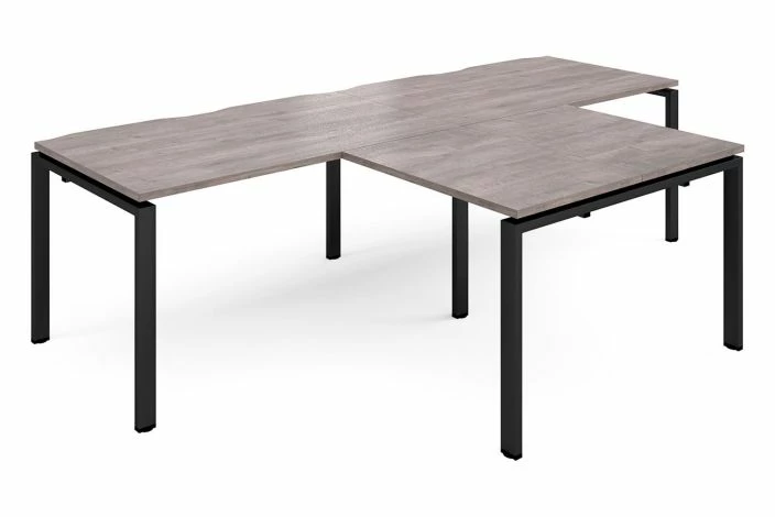 Prime Double Back To Back Desks With Return (Black Frame) - Image 6