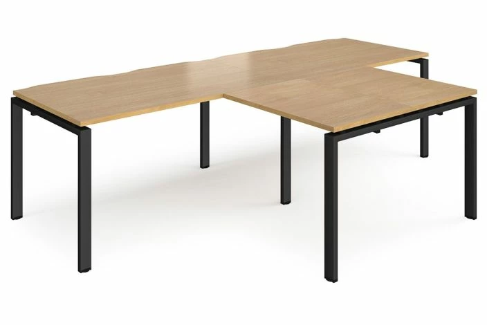 Prime Double Back To Back Desks With Return (Black Frame) - Image 4
