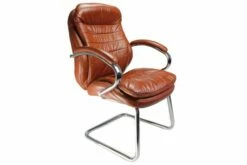 Nairn Tan Leather Faced Cantilever Chair