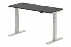 Vitali Nero Sit & Stand Narrow Rectangular Desk (Silver Legs)