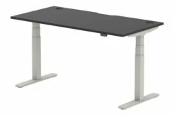 Vitali Nero Sit & Stand Rectangular Desk (Silver Legs)