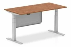 Vitali Nero Sit & Stand Narrow Rectangular Desk (White Legs)