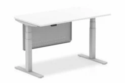 Vitali Nero Sit & Stand Rectangular Desk (White Legs)