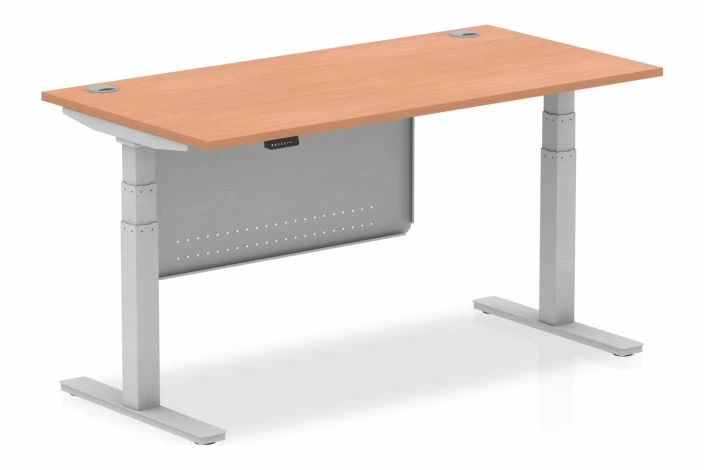 Vitali Sit & Stand Rectangular Desk With Modesty Panel (Silver Legs)