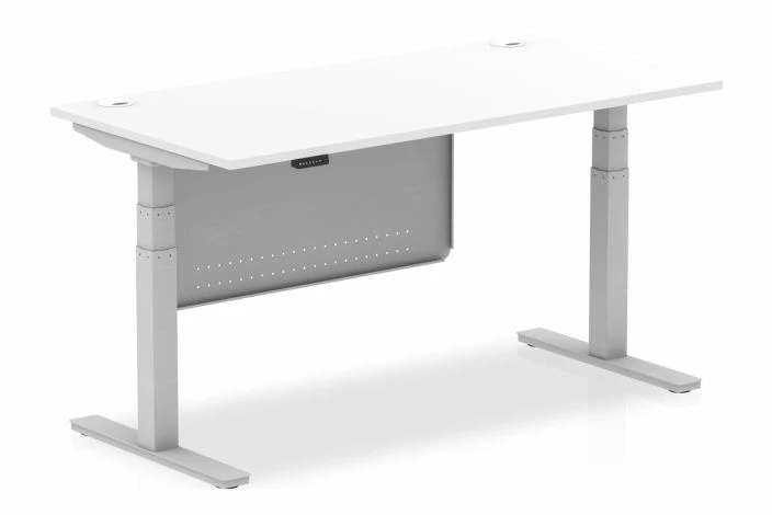 Vitali Sit & Stand Rectangular Desk With Modesty Panel (Silver Legs) - Image 6