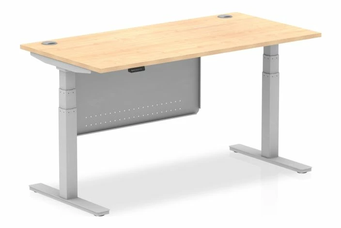 Vitali Sit & Stand Rectangular Desk With Modesty Panel (Silver Legs) - Image 3