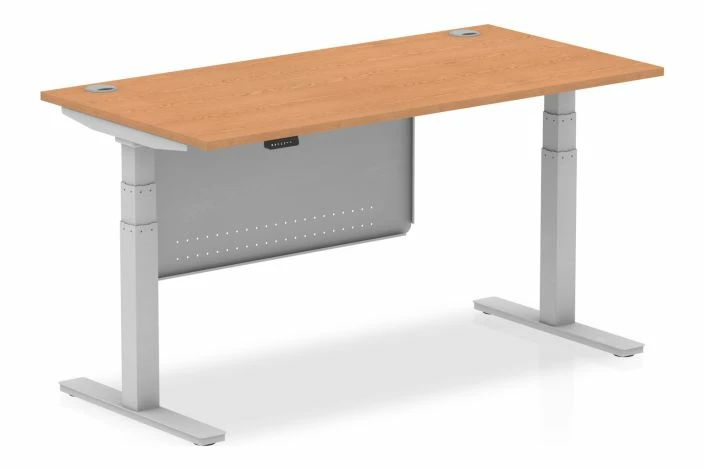 Vitali Sit & Stand Rectangular Desk With Modesty Panel (Silver Legs) - Image 4