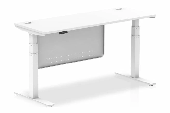 Vitali Sit & Stand Narrow Rectangular Desk With Modesty Panel (White Legs) - Image 6