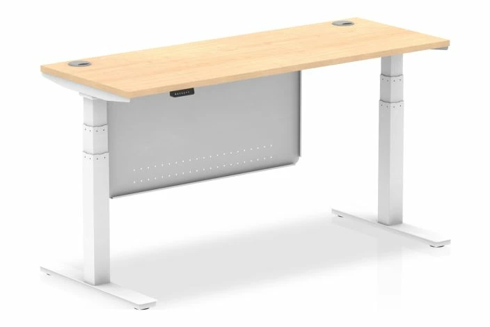 Vitali Sit & Stand Narrow Rectangular Desk With Modesty Panel (White Legs) - Image 3