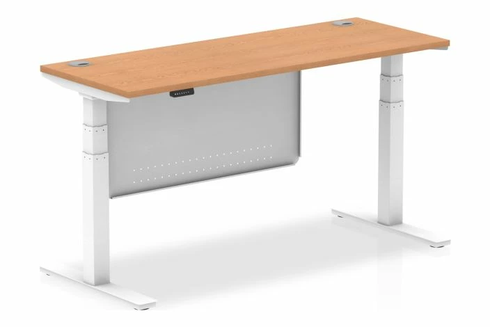 Vitali Sit & Stand Narrow Rectangular Desk With Modesty Panel (White Legs) - Image 4