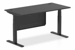 Vitali Nero Sit & Stand Rectangular Desk With Modesty Panel (Black Legs)