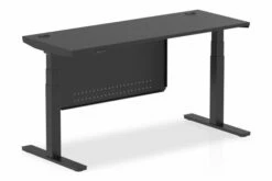 Vitali Nero Sit & Stand Narrow Rectangular Desk With Modesty Panel (Black Legs)