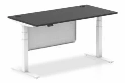 Vitali Nero Sit & Stand Rectangular Desk With Modesty Panel (White Legs)