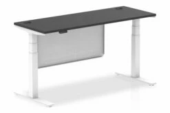Vitali Nero Sit & Stand Narrow Rectangular Desk With Modesty Panel (White Legs)