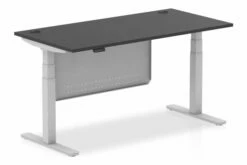 Vitali Nero Sit & Stand Rectangular Desk With Modesty Panel (Silver Legs)