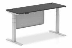 Vitali Nero Sit & Stand Narrow Rectangular Desk With Modesty Panel (Silver Legs)