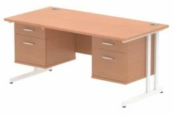 Vitali C-Leg Rectangular Desk 2+2 Drawers (White Legs)