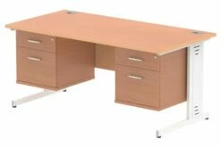 Vitali Deluxe Rectangular Desk 2+2 Drawers (White Legs)