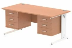 Vitali Deluxe Rectangular Desk 3+3 Drawers (White Legs)
