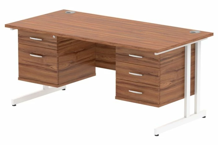 Vitali C-Leg Rectangular Desk 2+3 Drawers (White Legs) - Image 2