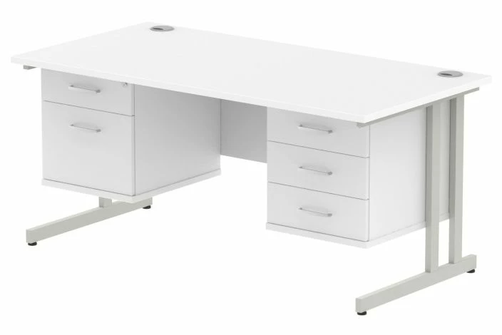 Vitali C-Leg Rectangular Desk 2+3 Drawers (White Legs) - Image 3