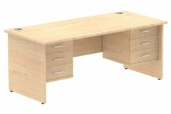 All Maple Panel End Rectangular Desk 3+3 Drawers