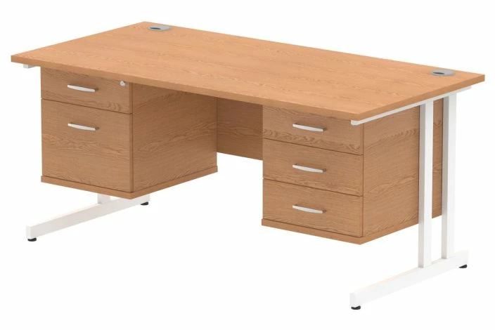 Vitali C-Leg Rectangular Desk 2+3 Drawers (White Legs) - Image 5