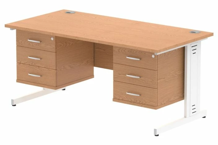 Vitali Deluxe Rectangular Desk 3+3 Drawers (White Legs) - Image 5