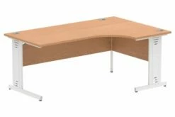 Vitali Deluxe Right Hand Ergonomic Desk (White Legs)