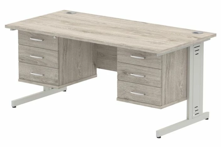 Vitali Deluxe Rectangular Desk 3+3 Drawers (Silver Legs) - Image 6