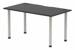 Vitali Nero Rectangular Desk (Silver Legs)