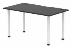 Vitali Nero Rectangular Desk (White Legs)