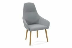 Austen High Back Armchair With Wooden Base