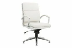 Andorra Medium Back Leather Faced Executive Chair With Chrome Glides (White)