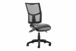 Lunar Plus 3 Lever Mesh High Back Leather Seat Operator Chair (No Arms)
