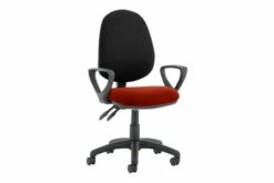 Lunar Plus 2 Lever 2 Tone Fabric High Back Operator Chair (Fixed Arms)