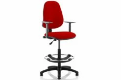 Lunar 1 Lever High Back Fabric Draughtsman Chair (Adjustable Arms)