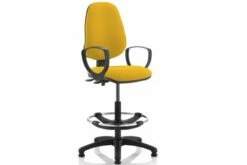 Lunar 2 Lever High Back Fabric Draughtsman Chair (Fixed Arms)
