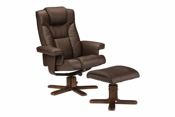 Benton Recliner With Footstool (Brown)