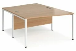 Value Line Deluxe Bench Back To Back Wave Desks (White Legs)