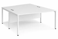 All White Premium Bench Back To Back Wave Desks