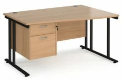 Value Line Deluxe C-Leg Right Hand Wave Desk 2 Drawers (Black Legs)