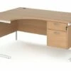 Value Line Deluxe C-Leg Left Hand Ergonomic Desk 2 Drawers (White Legs)