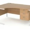 Value Line Deluxe C-Leg Left Hand Ergonomic Desk 3 Drawers (White Legs)