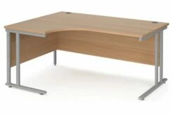 Value Line Deluxe C-Leg Left Hand Ergonomic Desk (Silver Legs)