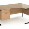 Value Line Deluxe C-Leg Right Hand Ergonomic Desk 2 Drawers (Black Legs)