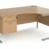 Value Line Deluxe C-Leg Right Hand Ergonomic Desk 2 Drawers (Silver Legs)